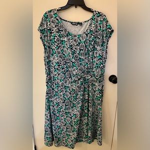 Lands’ End Plus Size Dress | Navy Floral Print | 2X (20W-22W)